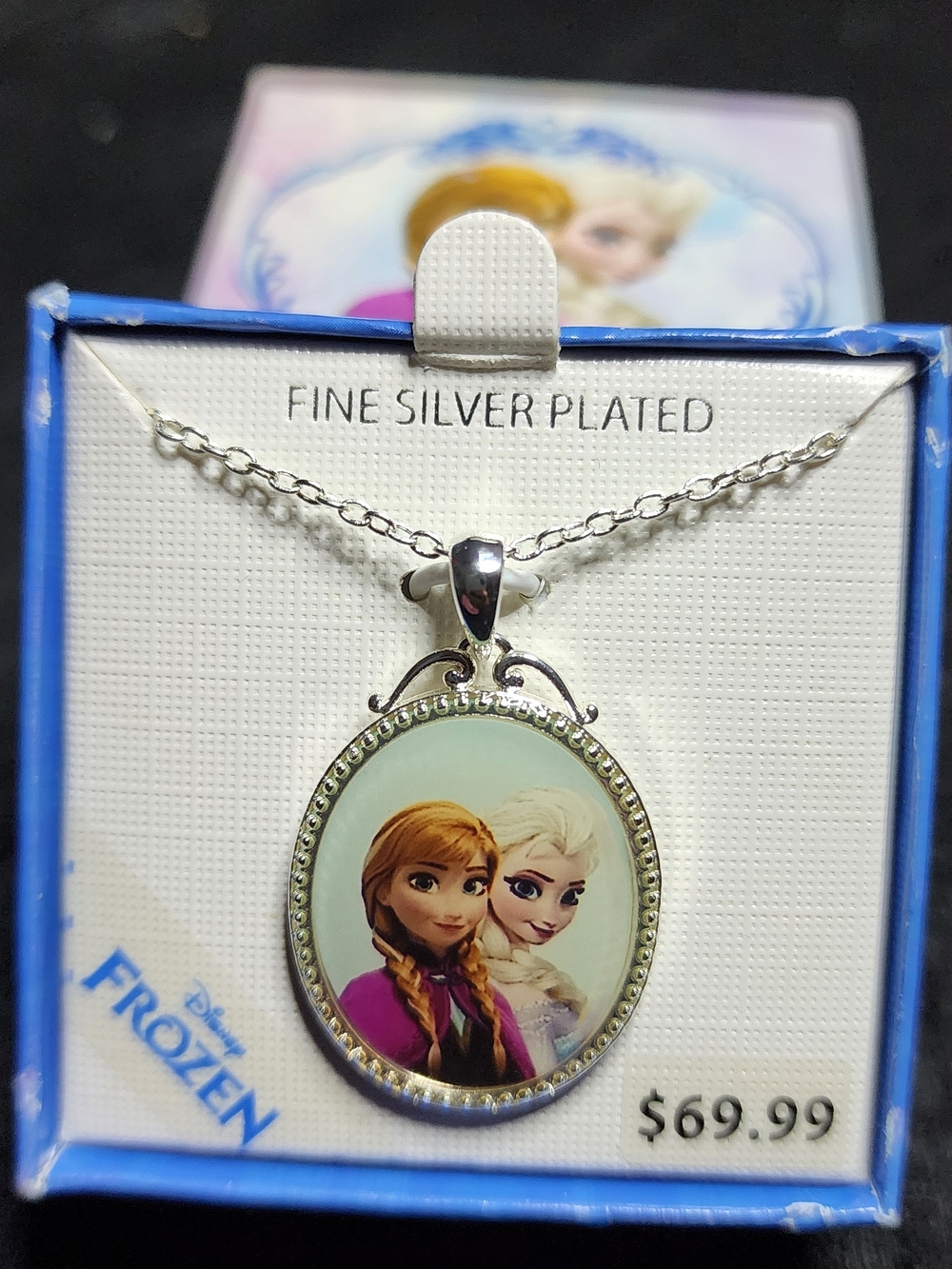 Disney Frozen Anna & Elsa Silver-Plated Pendant Necklace - White